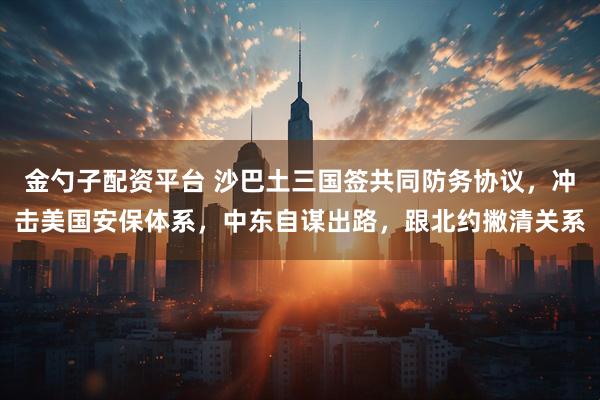 金勺子配资平台 沙巴土三国签共同防务协议，冲击美国安保体系，中东自谋出路，跟北约撇清关系